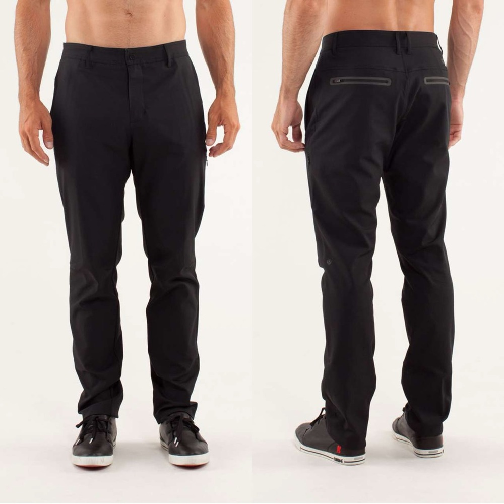 Lululemon • Commute Pant black Ascent straight leg flat front ABC zip pocket